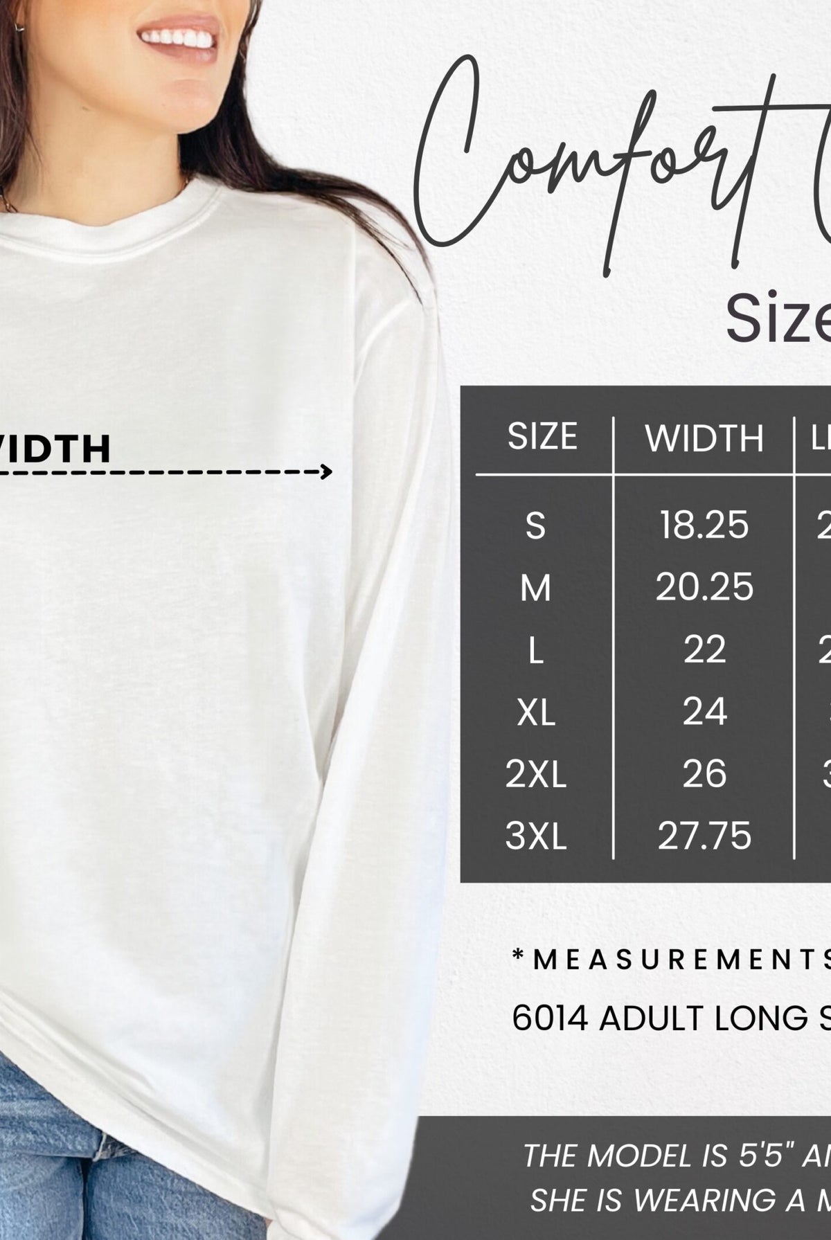 Comfort Colors Long Sleeve size guide