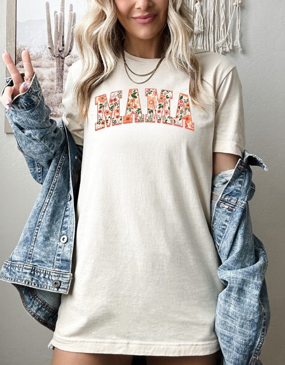 mama floral ivory tshirt