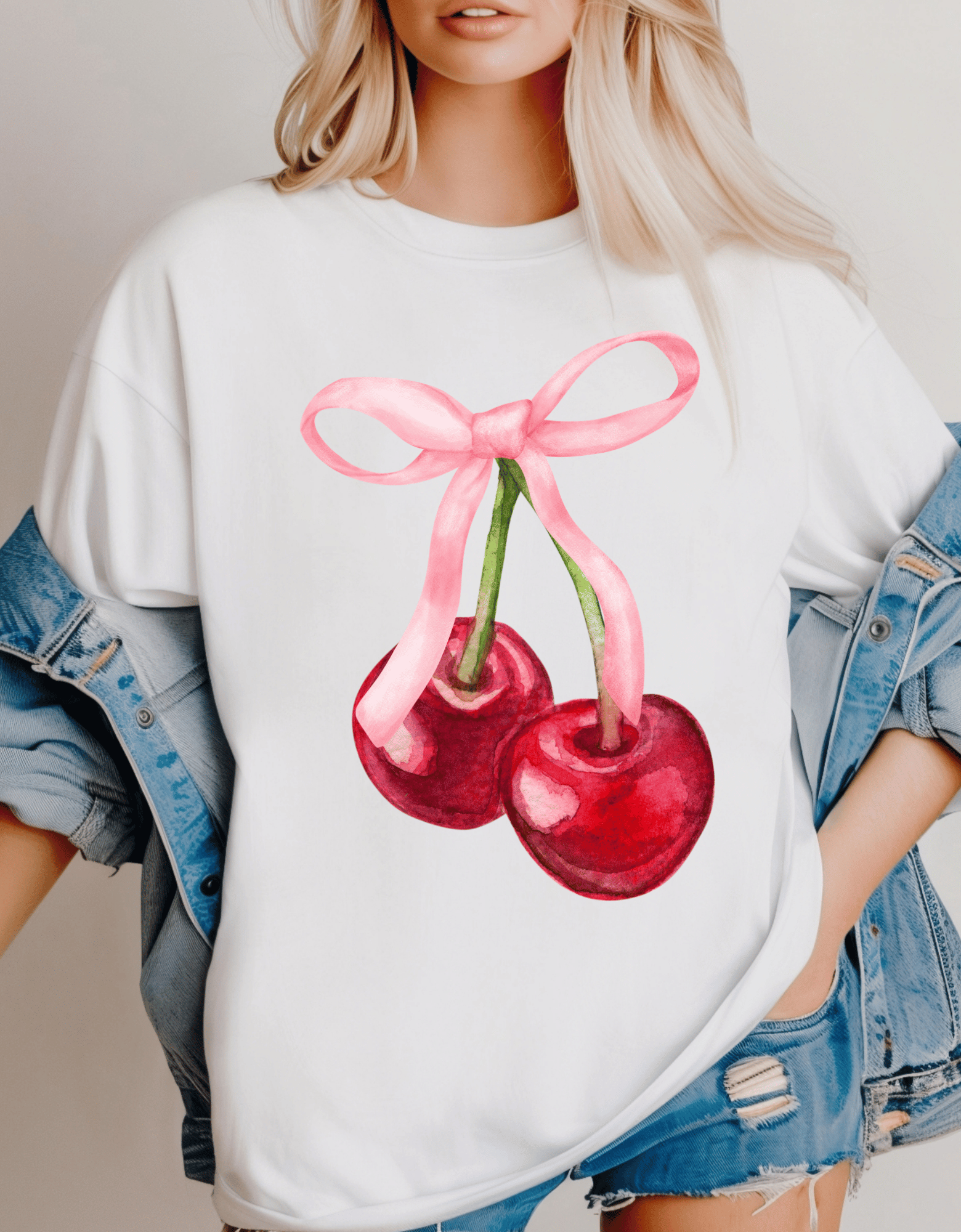 Oversized Bow & Cherries T-Shirt