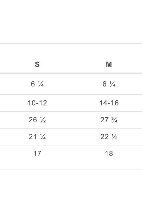Kids Crewneck Sizing Chart