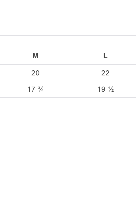 Bella Muscle Tank Sizing Chart
