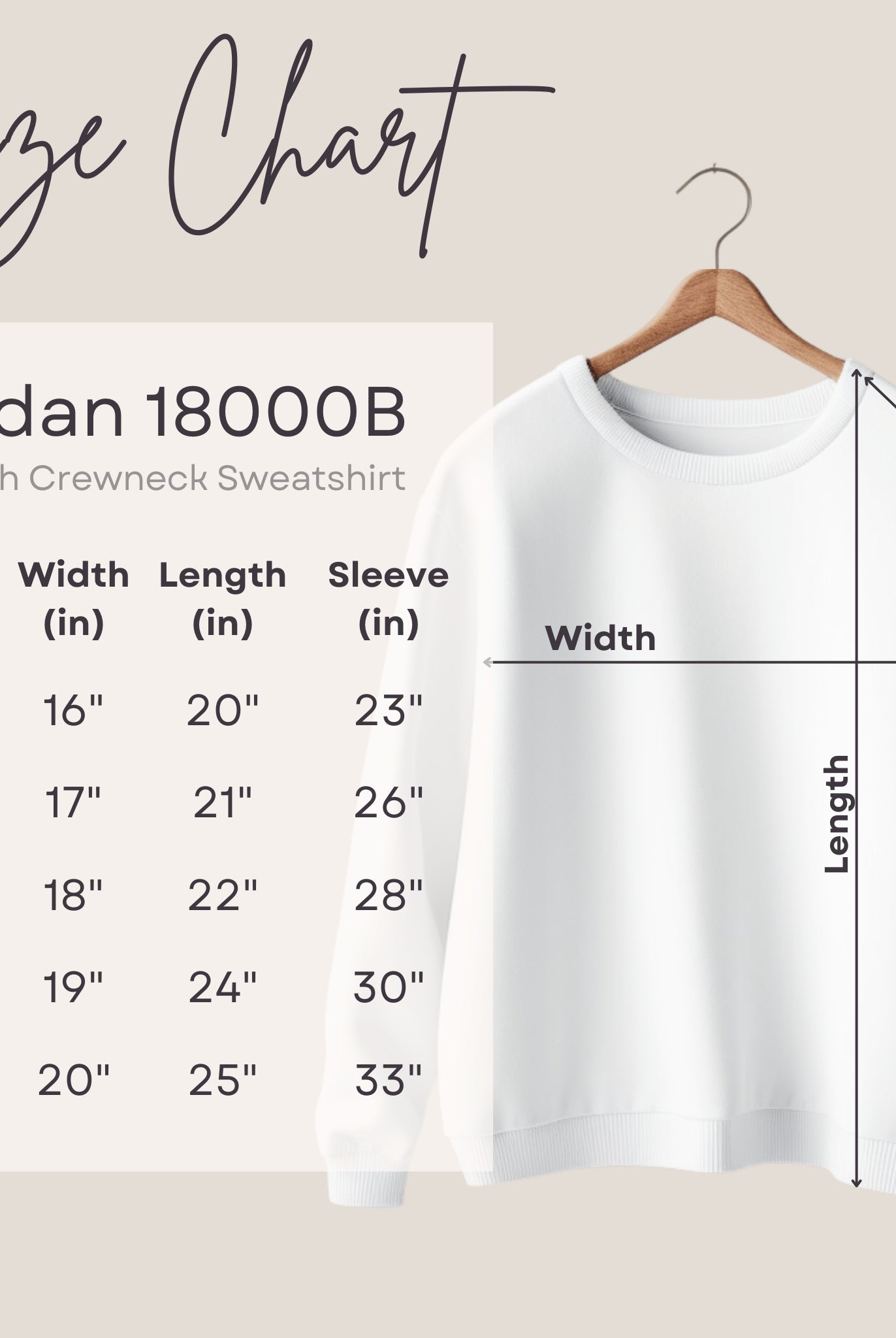 Youth Crewneck Size Chart