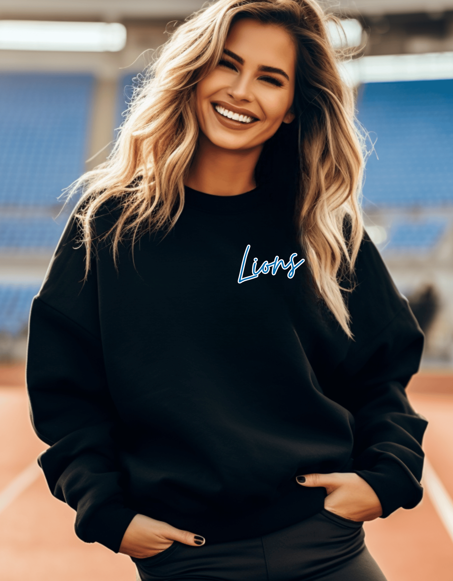 Star Detroit Crewneck Sweatshirt front Black