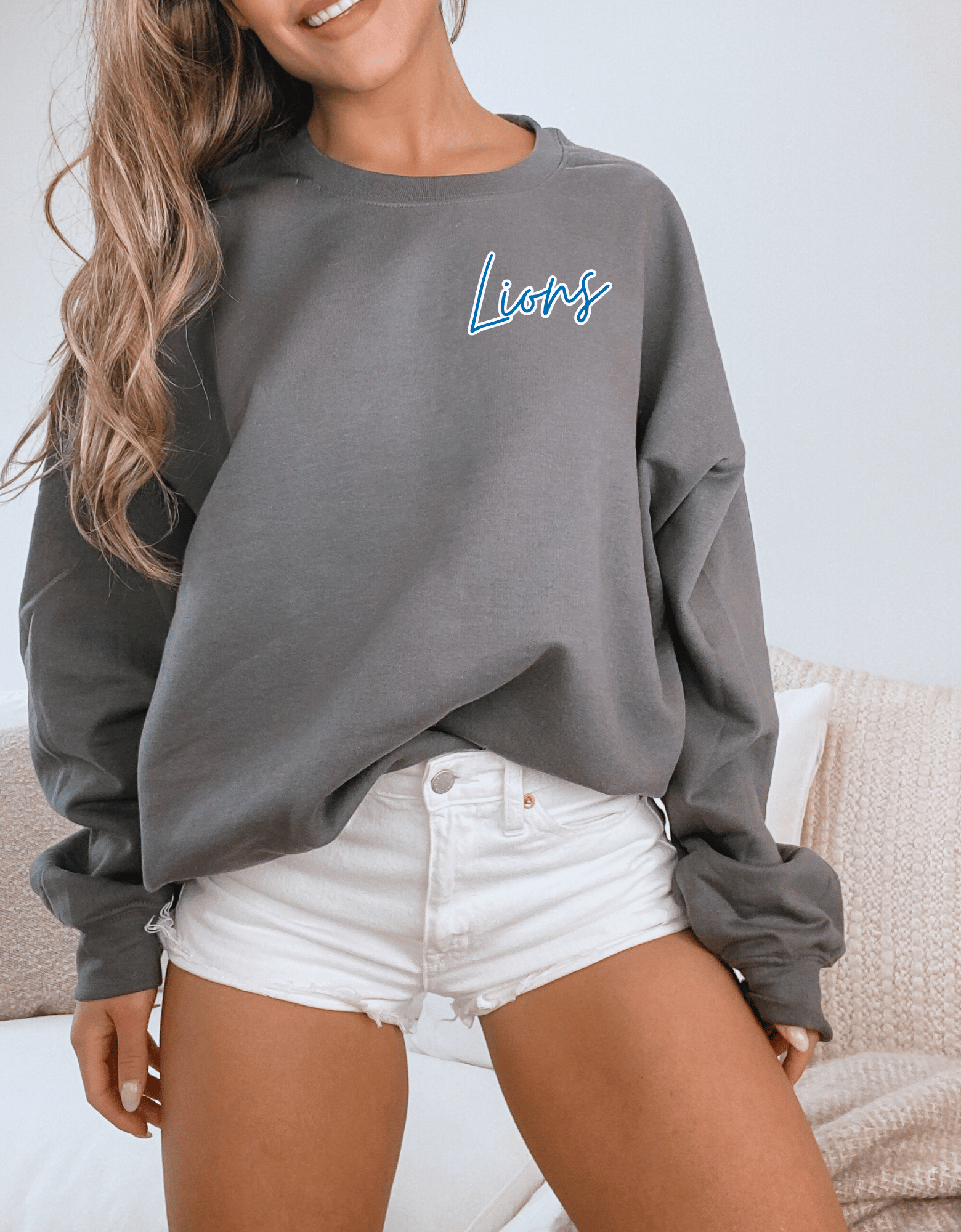 Star Detroit Crewneck Sweatshirt front charcoal