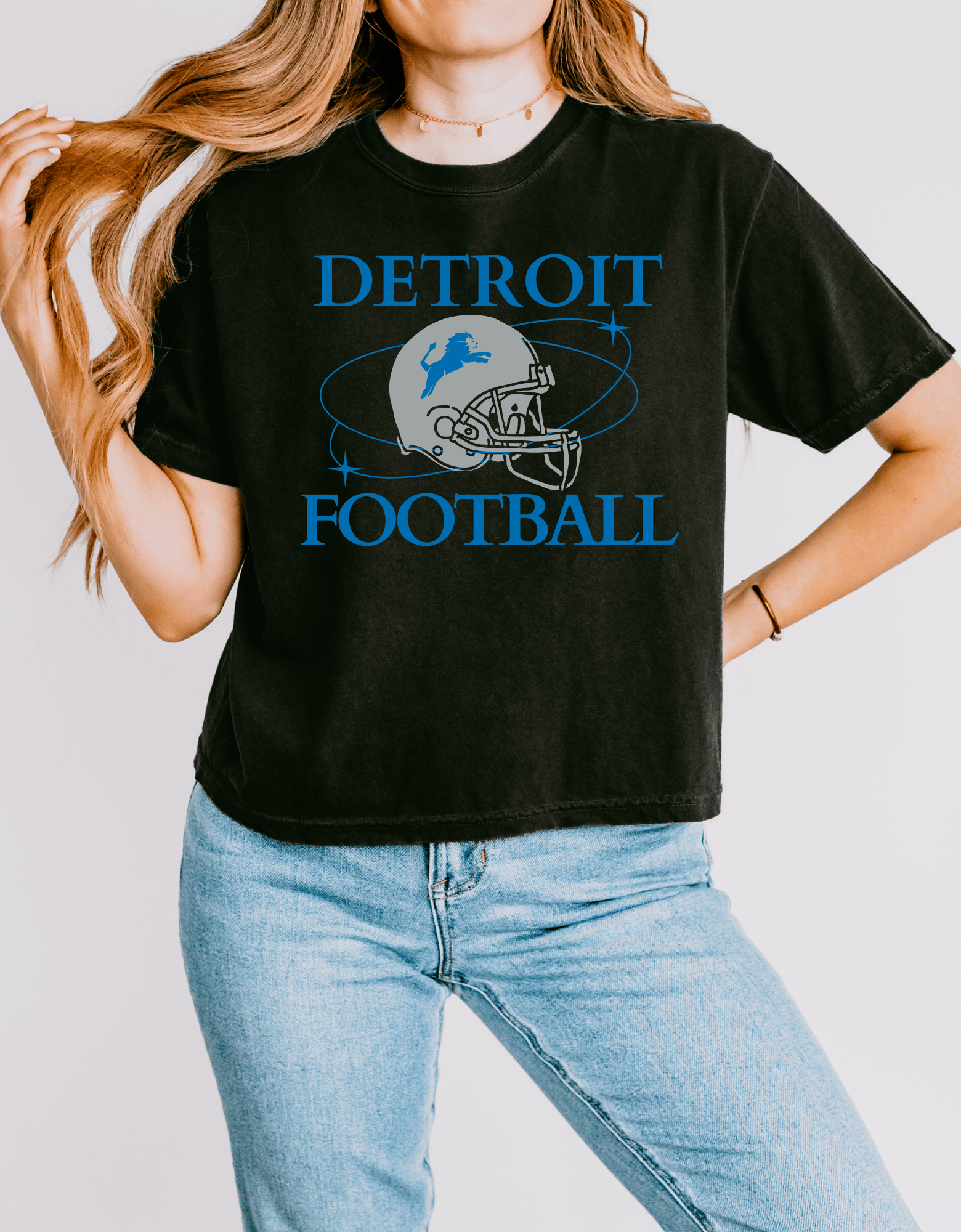 Womens Boxy Tshirt Detroit Football black
