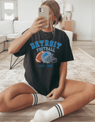 Detroit Football Helmet Tshirt Black