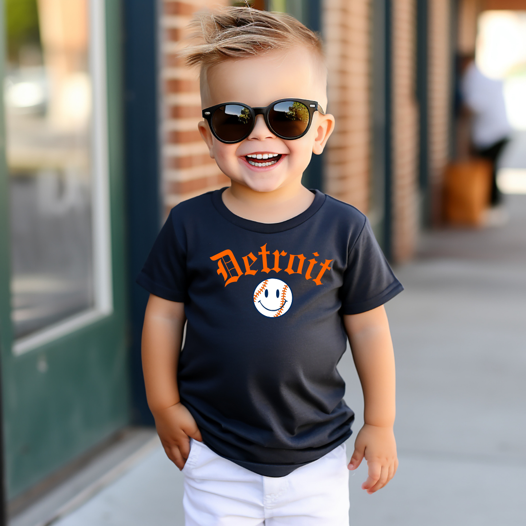 Detroit Old English with baseball kids tee