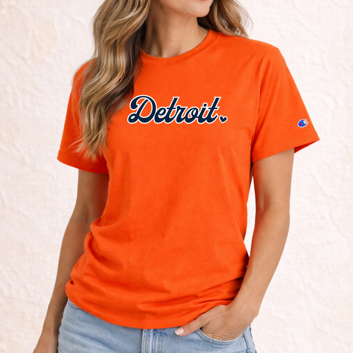 Detroit Retro Script Tshirt With Heart (Sparkle Option) – Chaos Collection