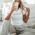 Happy Go Lucky White Womens Slim Fit