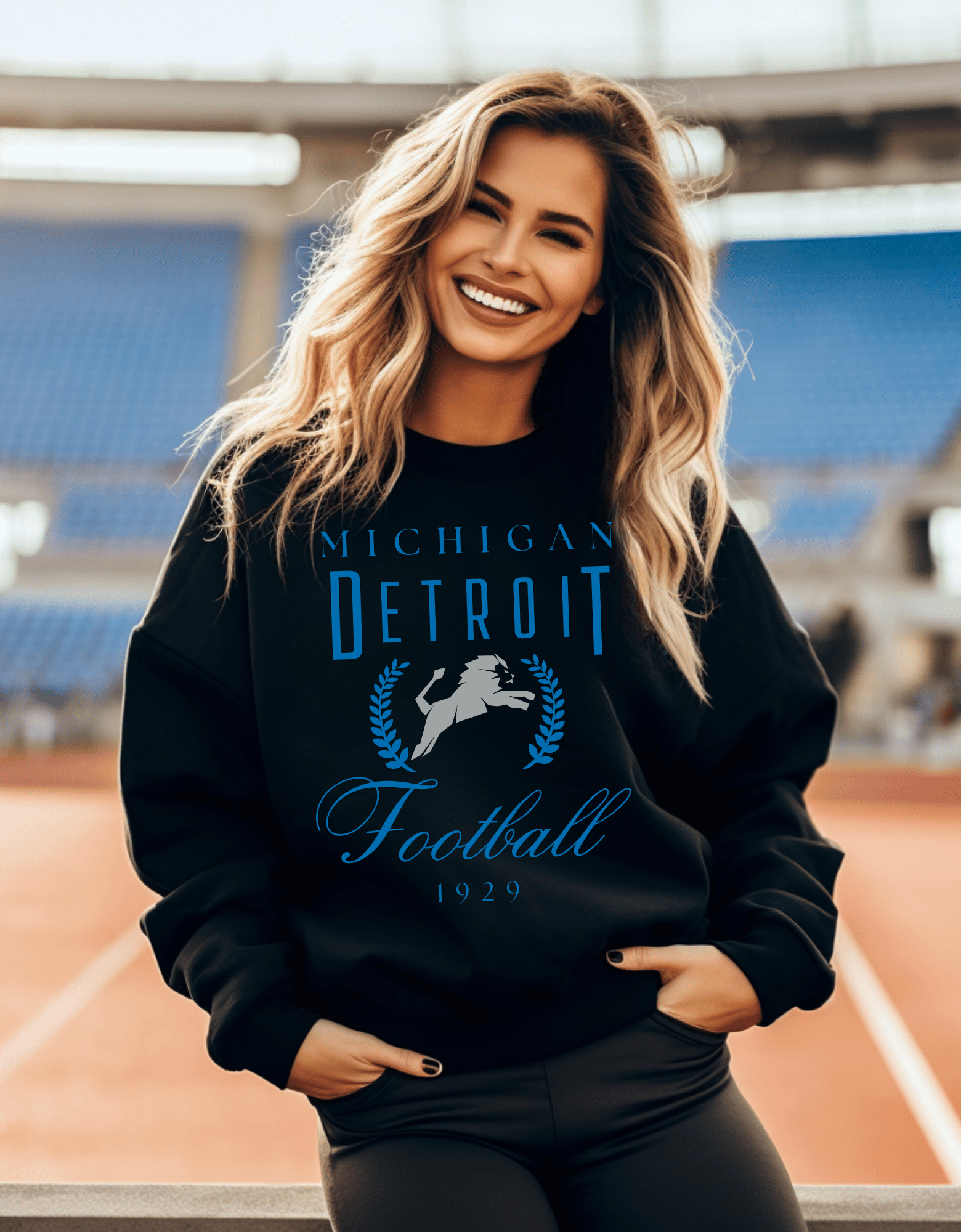 Michigan Detroit Crewneck Sweatshirt Black