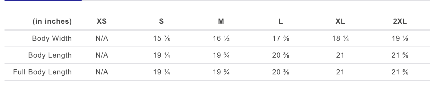 Tank top size guide