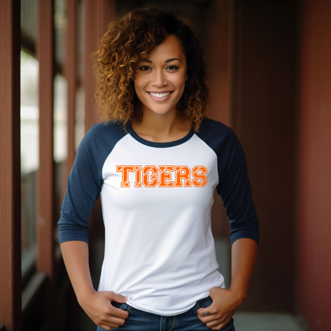 Tigers Raglan with Baseball Font
