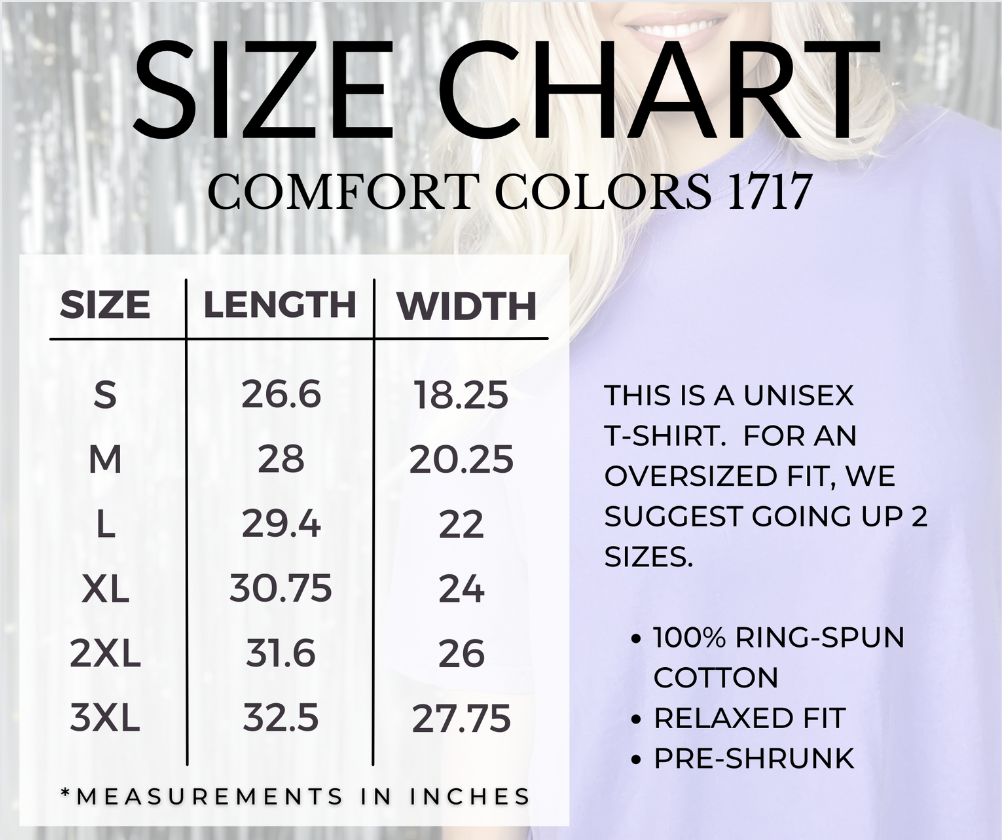 Comfort Colors Size Chart by Chaos Collection