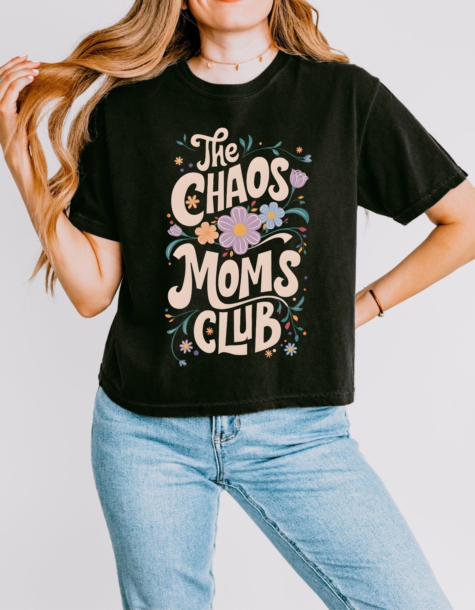 chaos moms club crop black