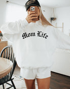 mom life old english white hoodie