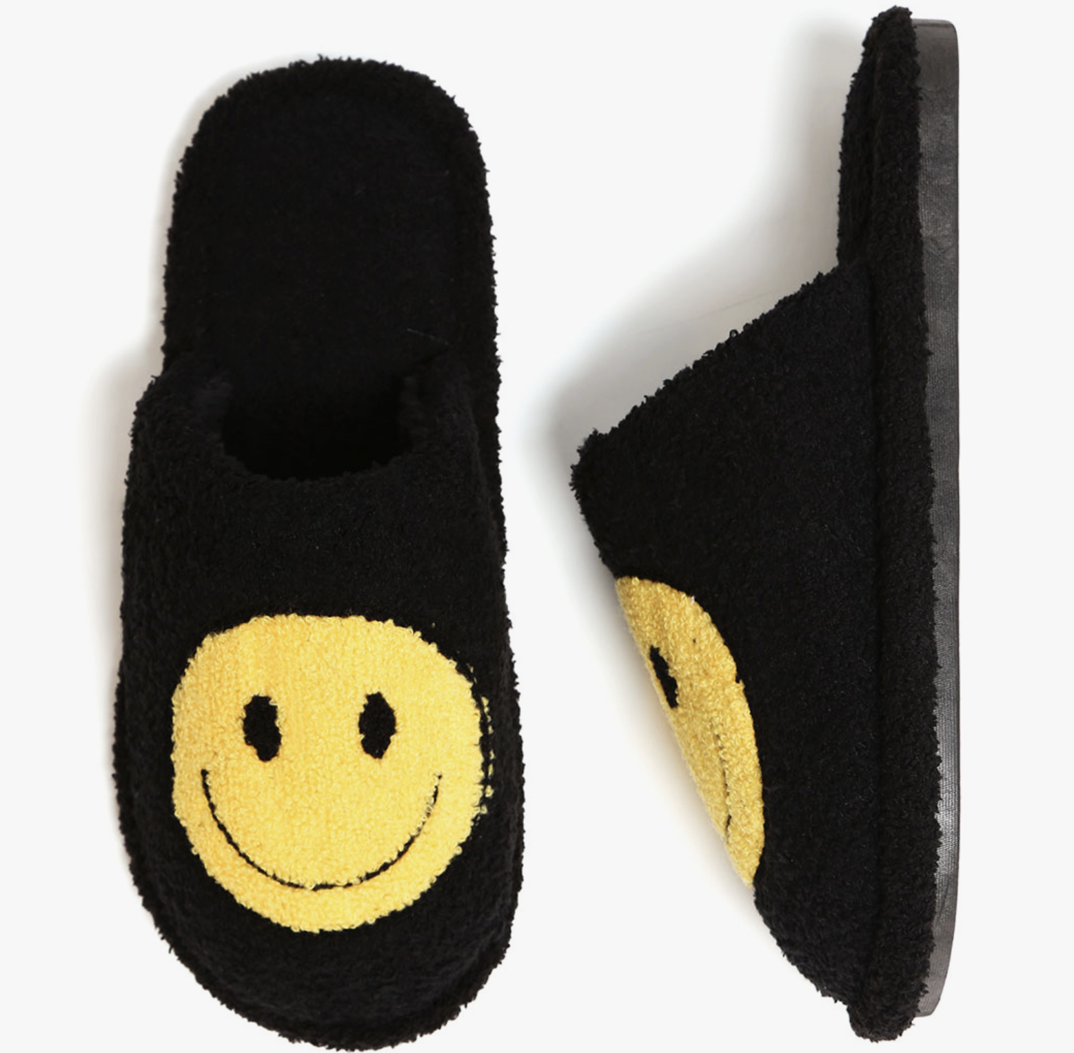 Black Smiley Slippers