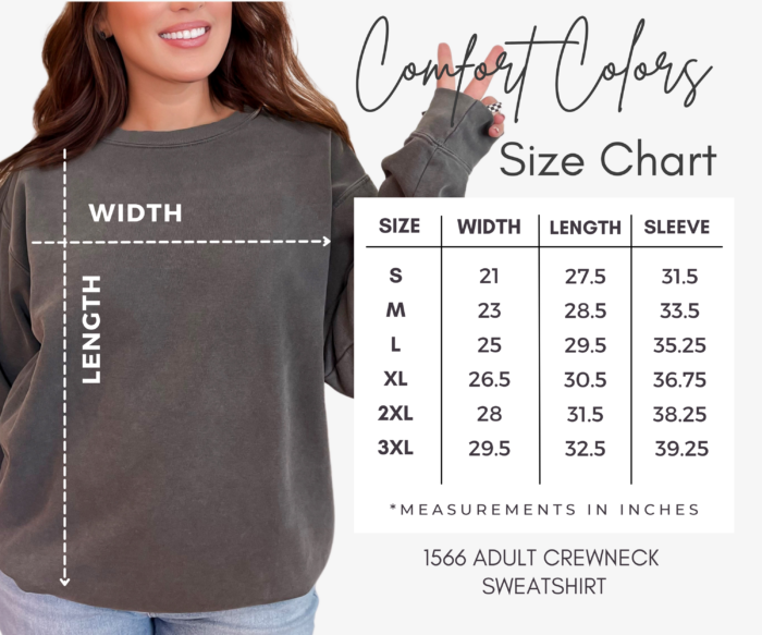 comfort colors size guide